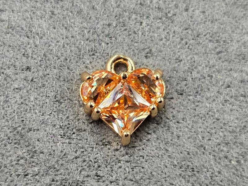 Підвіска серце рожеве 10 мм колір золото (гіпоалергений сплав)