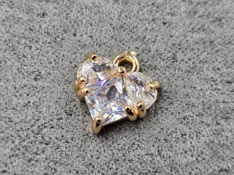 Підвіска серце біле 10 мм колір золото (гіпоалергений сплав)