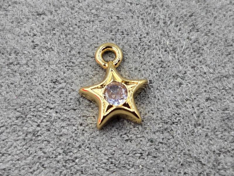 Підвіска 8*11 мм з білим стразом колір золото (гіпоалергений сплав)