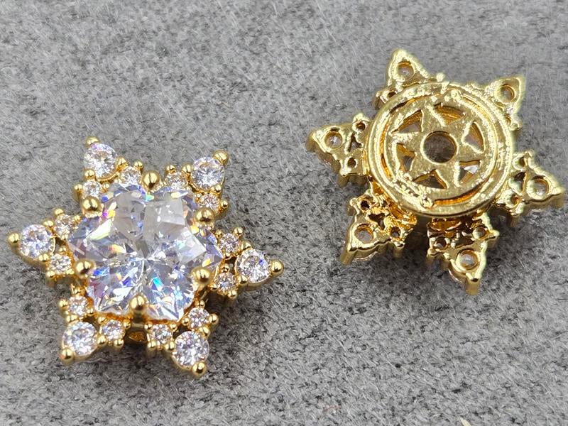 Бусина 14 мм з білим стразом колір золото (гіпоалергений сплав)