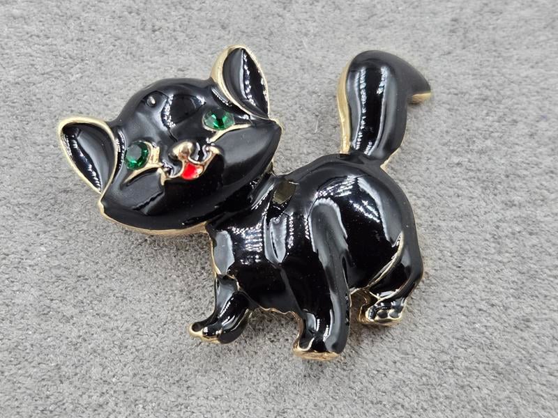 Брошка *кошеня* 30*38 мм чорна в золоті