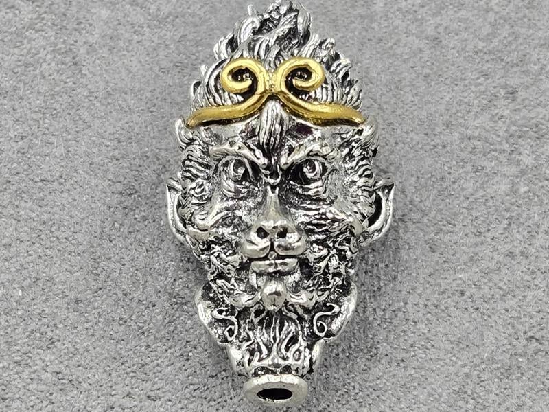 Бусина *цар мавп* 19*35 мм колір сталь (гіпоалергений сплав)