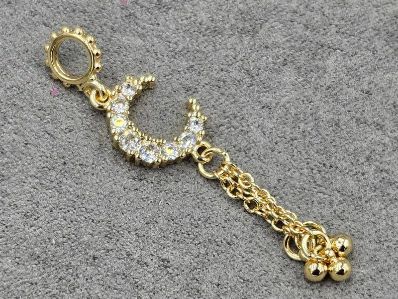 Рондель 1,4*7,6 мм отв. 4,5 мм з підвіскою 11 мм висота 38 мм колір лимонне золото (гіпоалергений сплав)