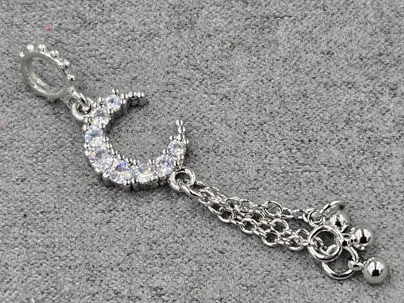 Рондель 1,4*7,6 мм отв. 4,5 мм з підвіскою 11 мм висота 38 мм колір сталь (гіпоалергений сплав)