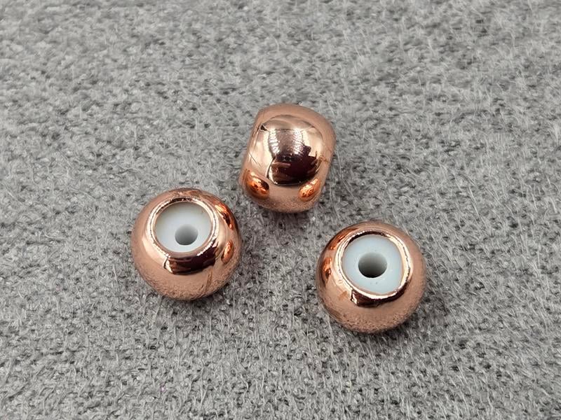 Рондель 6*5 мм 10 шт із заглушкою колір рожеве золото (гіпоалергений сплав)