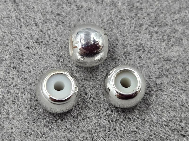 Рондель 6*5 мм 10 шт із заглушкою колір срібло (гіпоалергений сплав)