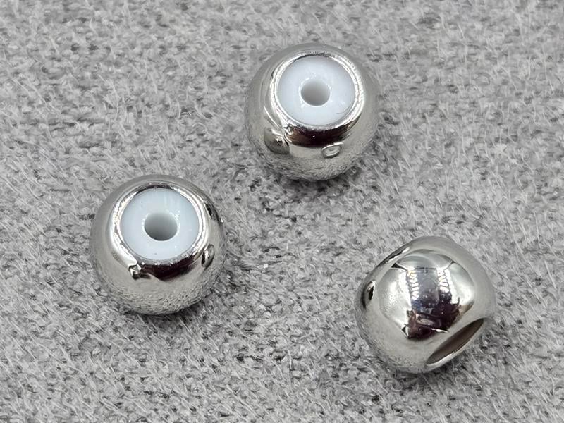 Рондель 6*5 мм 10 шт із заглушкою колір сталь (гіпоалергений сплав)