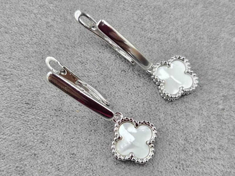 Сережки конюшина 11 мм висота 30 мм колір сталь (мед. сплав)