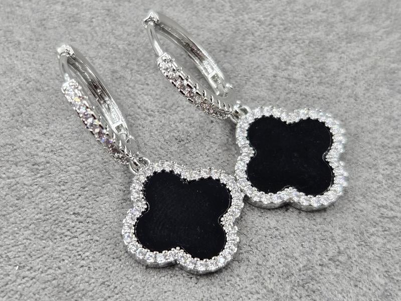 Сережки конюшина 16 мм висота 32 мм колір сталь (мед. сплав)