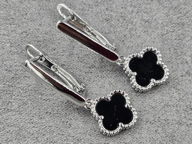 Сережки конюшина 11 мм висота 30 мм колір сталь (мед. сплав)