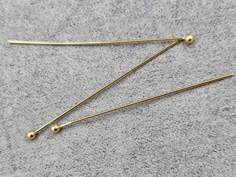 Піни 0,6 мм з кулькою 2 мм довжина 4 см 10 шт колір лимон нержавіюча сталь