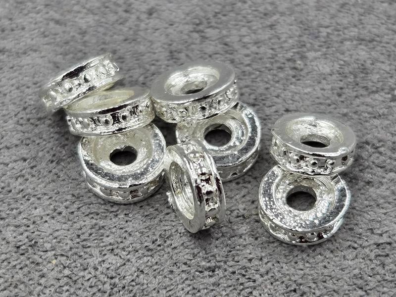 Рондель 6,5*2 мм 10 шт колір срібло (гіпоалергений сплав)