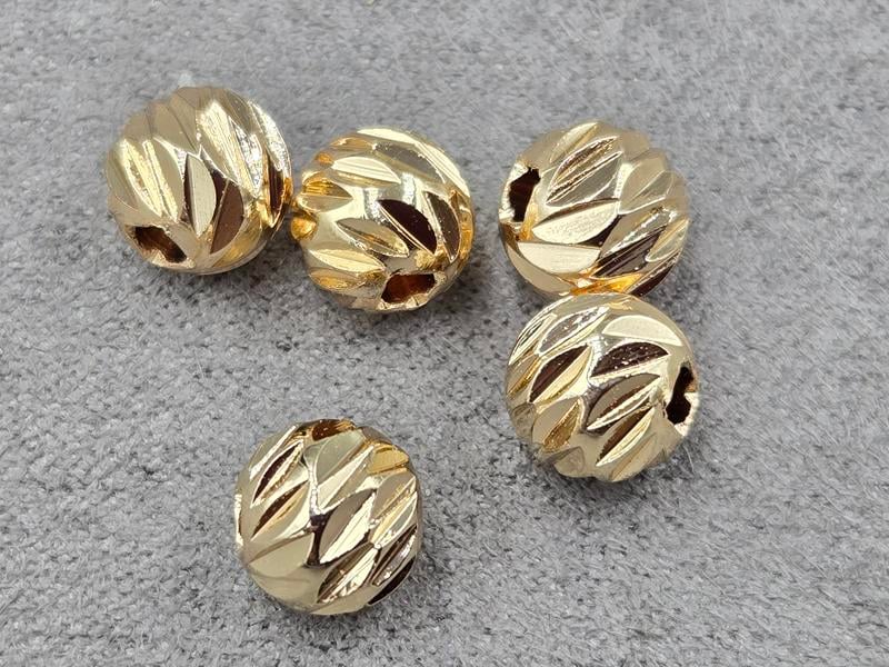 Бусина куля 8 мм 10 шт колір золото (гіпоалергений сплав)