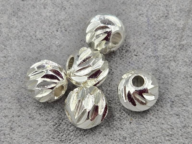 Бусина куля 8 мм 10 шт колір срібло (гіпоалергений сплав)