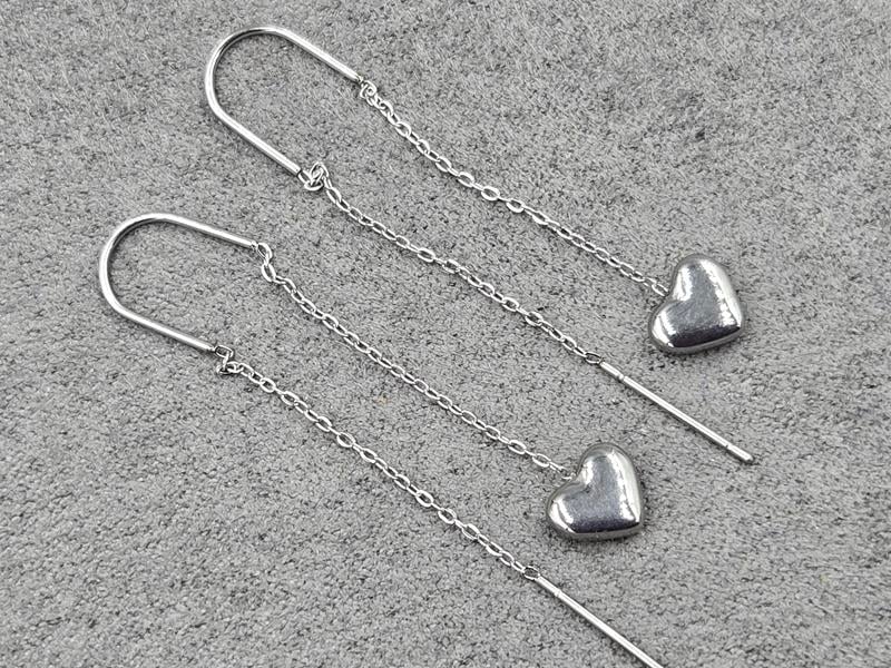 Сережки протяжки 8 мм висота 5 см нержавеющая сталь