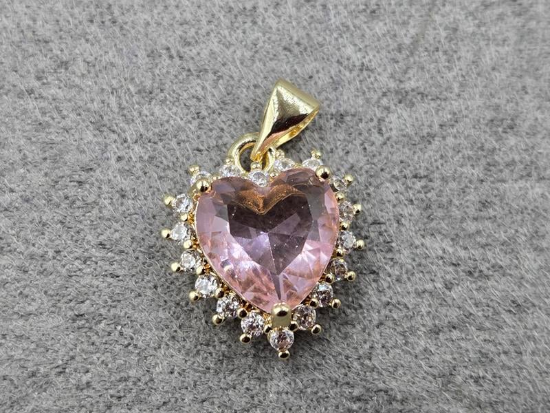 Підвіска серце 15 мм рожеве колір лимонне золото (гіпоалергений сплав)