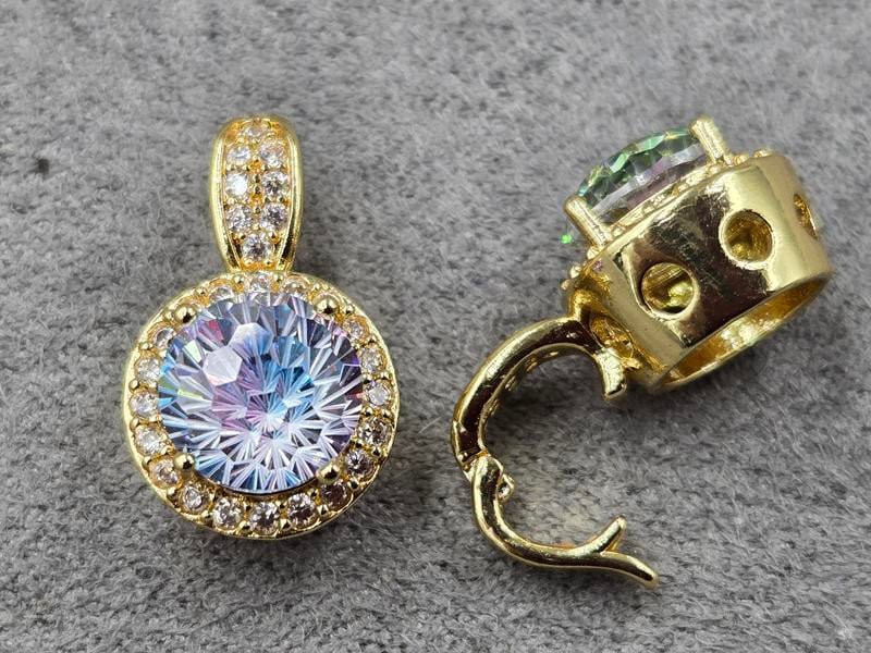 Підвіска-бейл 11*19 мм з фіолетовим стразом колір золото (гіпоалергений сплав)