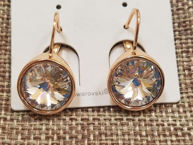 Серьги Xuping с белым стразом Swarovski 14мм высота 25мм