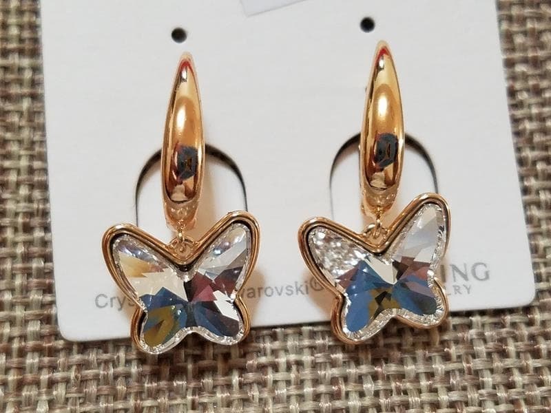 Серьги Xuping с белым стразом Swarovski 11*14мм высота 27мм