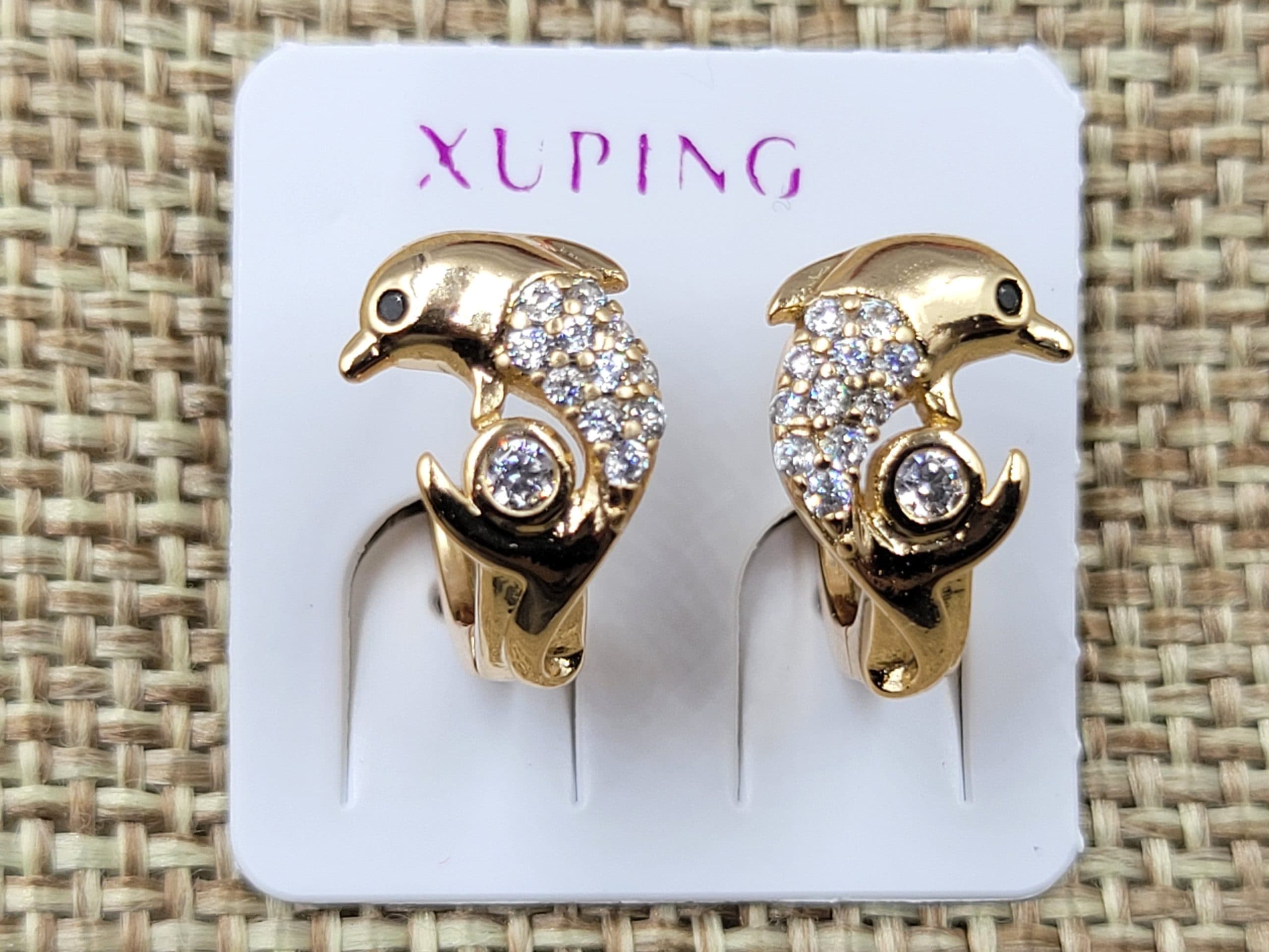 Сережки Xuping 9 мм в. 12 мм позолота 18к круглий замок