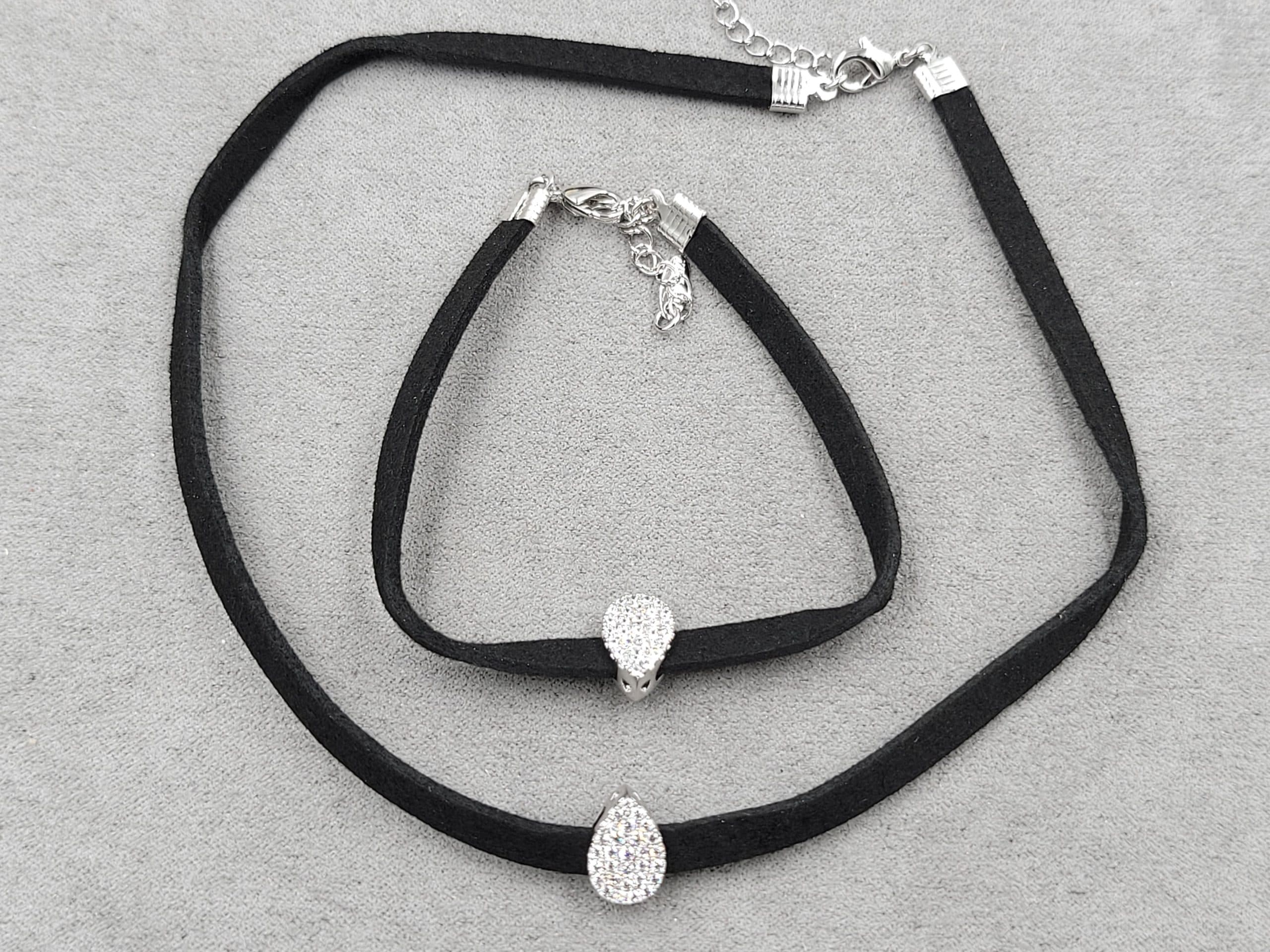 Комплект Xuping 4,6 мм (31см +8 см и браслет 17+3 см) родий