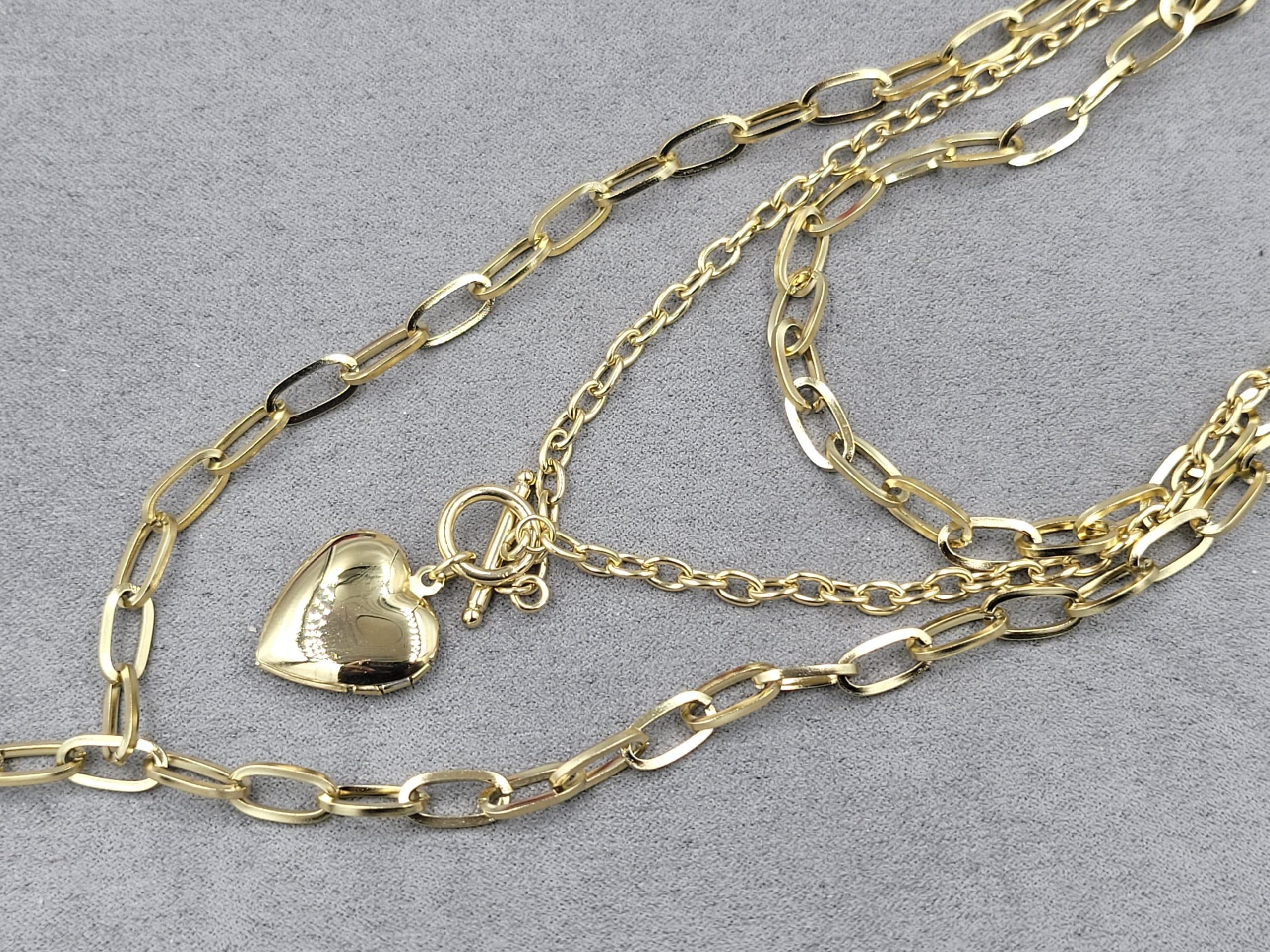 Цепь колье ТТМ Xuping д. 30+42+52+ 4см ш. 6 мм ладанка 20*22 мм (позолота 14к)