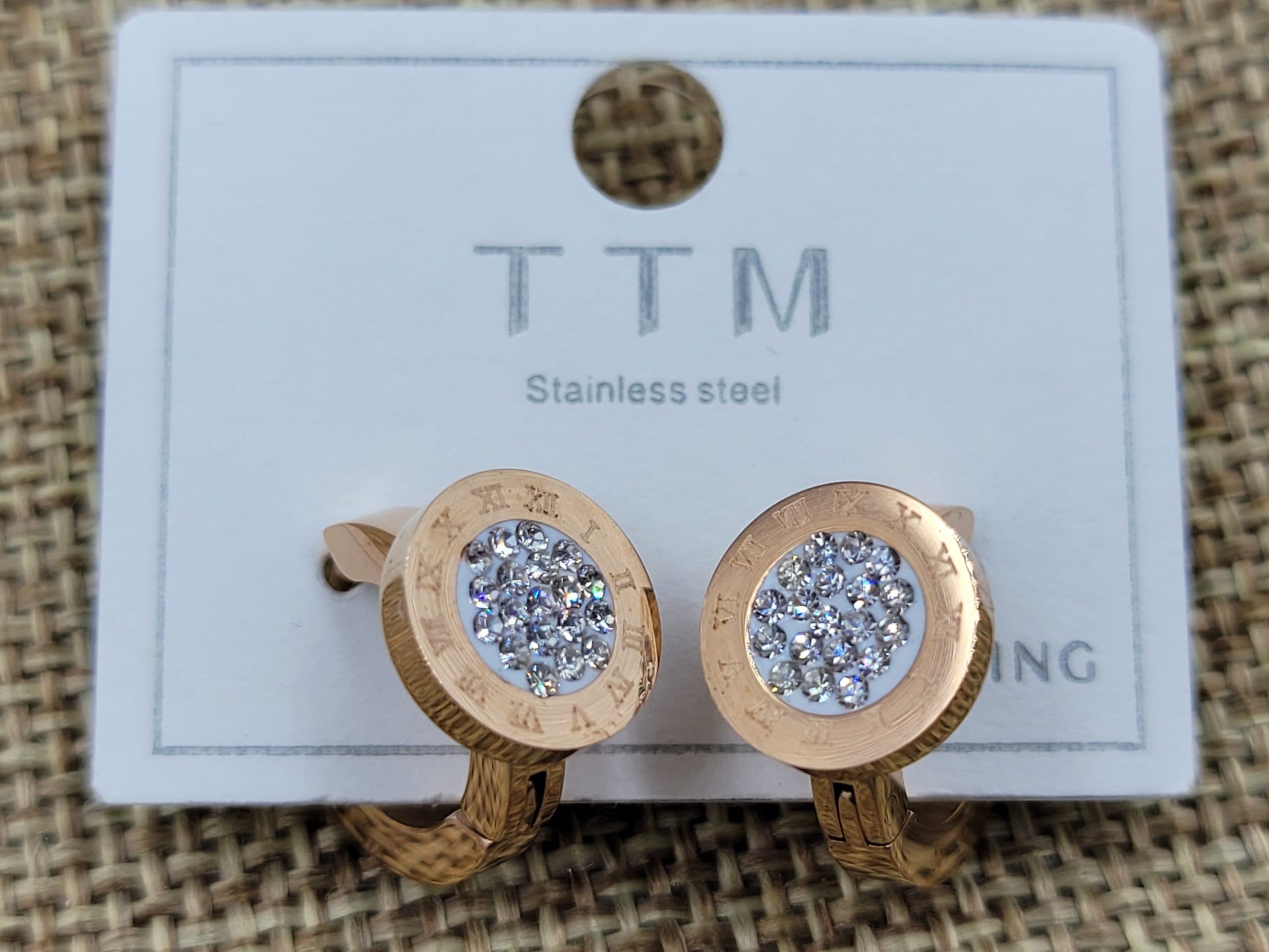 Сережки ТТМ Xuping 10 мм в. 13 мм рожеве золото круглий замок