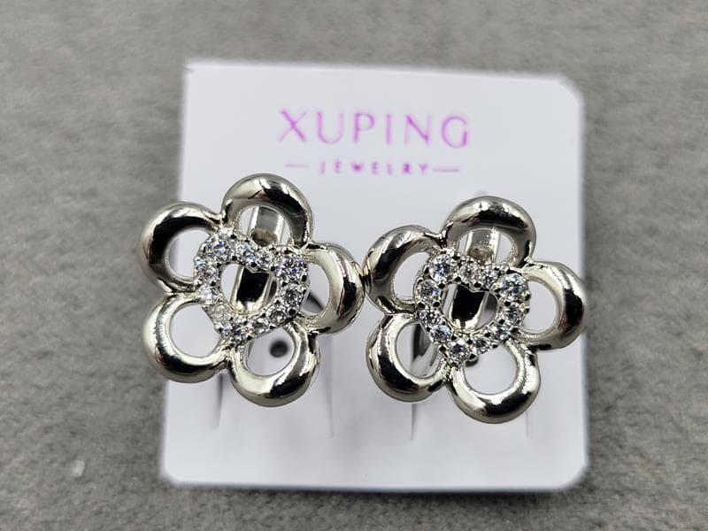 Сережки Xuping 12 мм в. 12 мм родій круглий замок