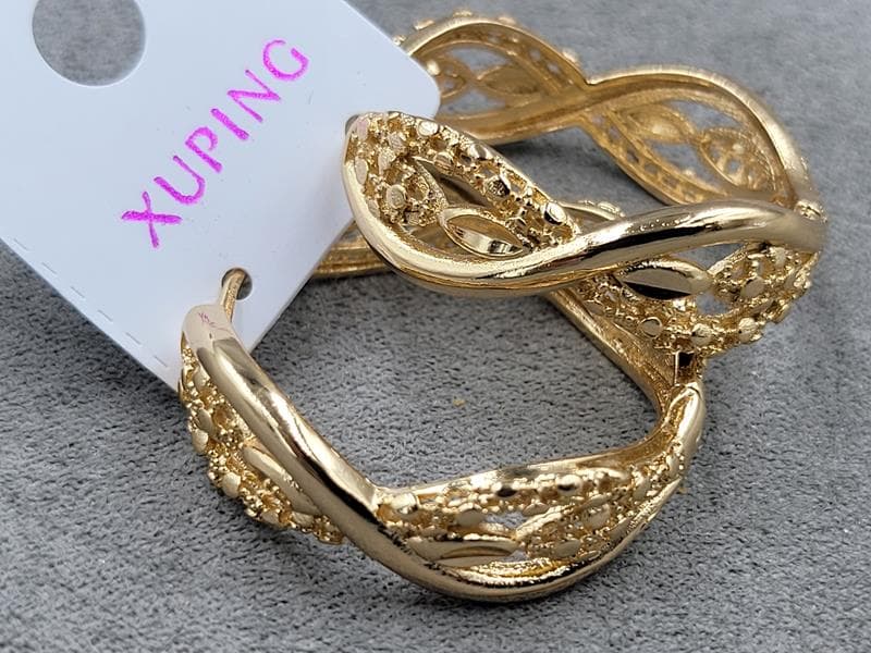 Сережки кільця Xuping 10 мм в. 31 мм позолота 18к