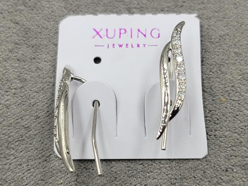 Сережки каффа Xuping в. 22 мм ш. 4 мм родій