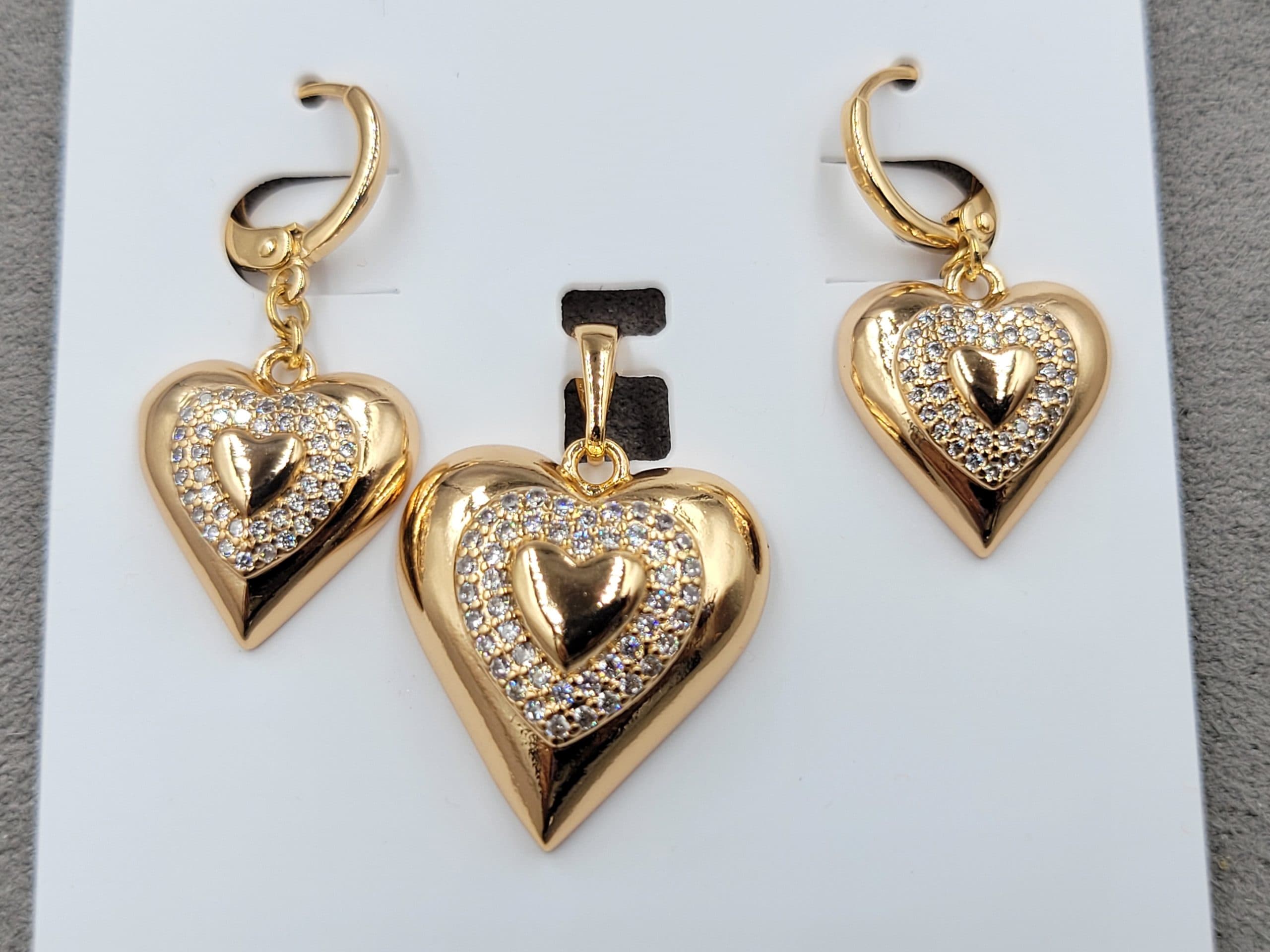 Комплект Xuping сережки 15*31 + кулон 19*28 мм позолота 18к