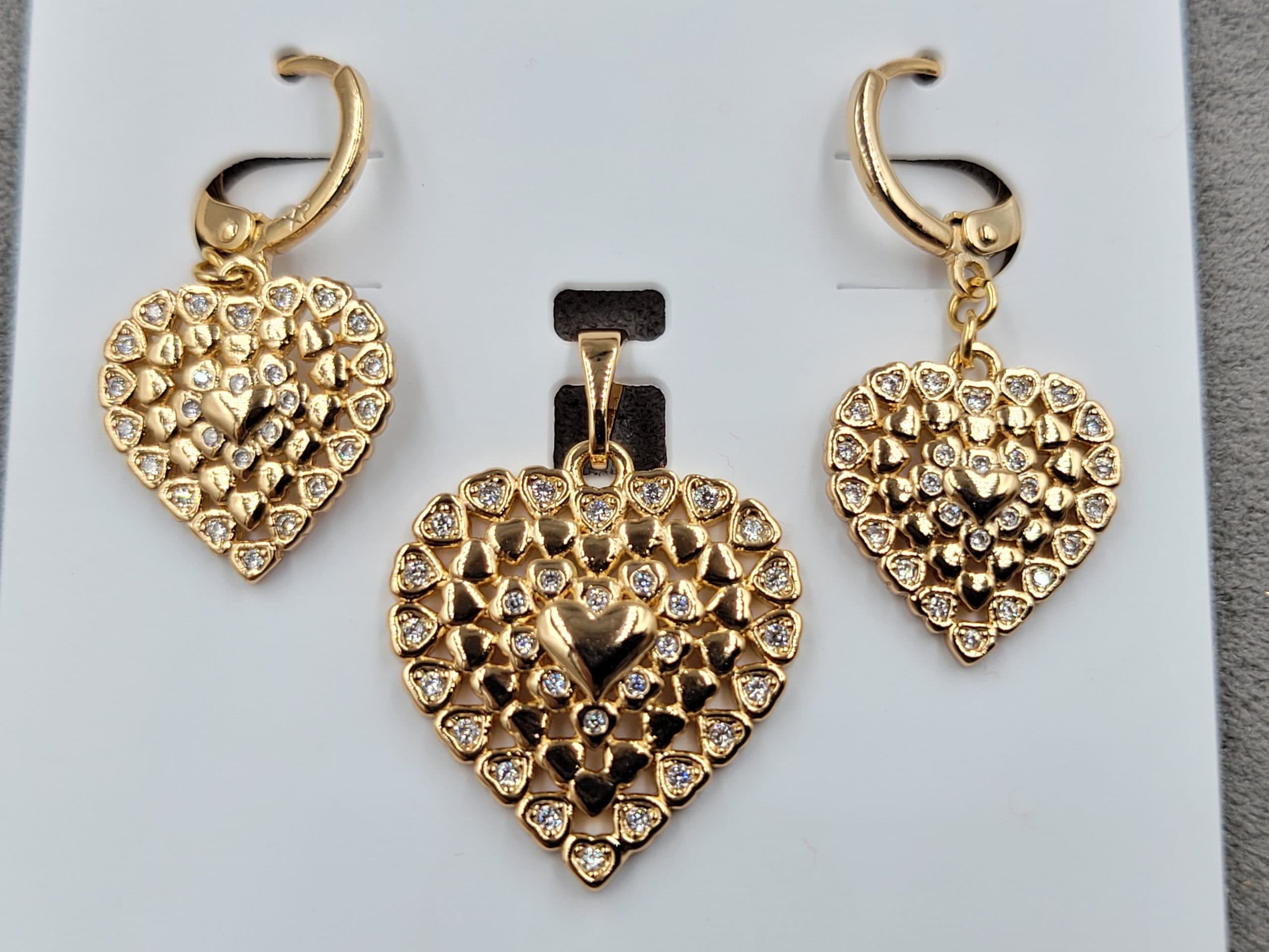 Комплект Xuping сережки 15*31 + кулон 19*28 мм позолота 18к