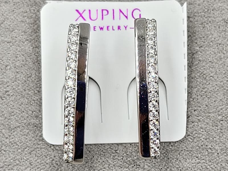 Сережки Xuping 4 мм висота 24 мм англійський замок родій