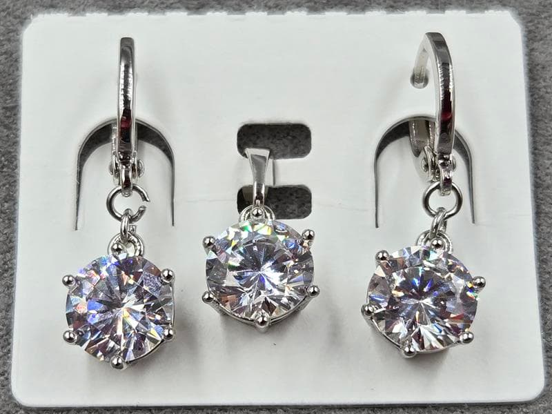 Комплект Xuping сережки 8*25 мм + кулон 8*16 мм родій