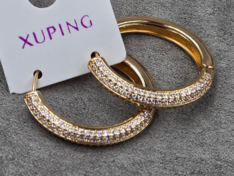 Сережки Xuping 4 мм висота 27 мм замок Конго колір 18к