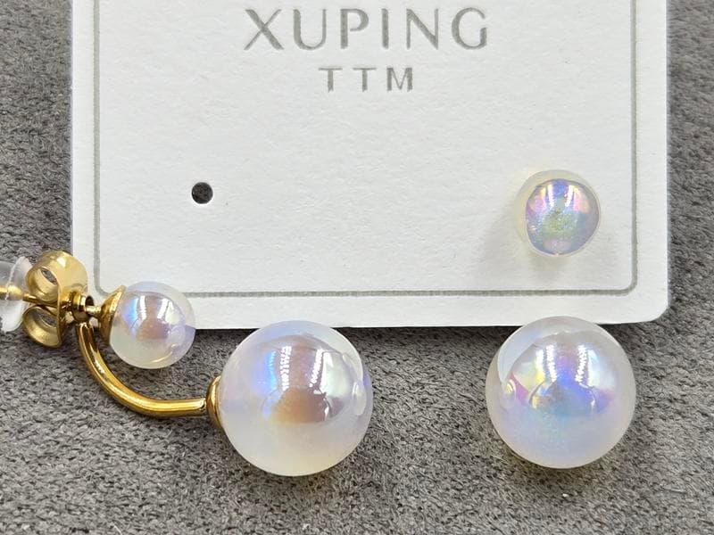 Гвоздики пусети 6+10 мм ТТМ Xuping висота 20 мм колір лимонне золото нержавіюча сталь