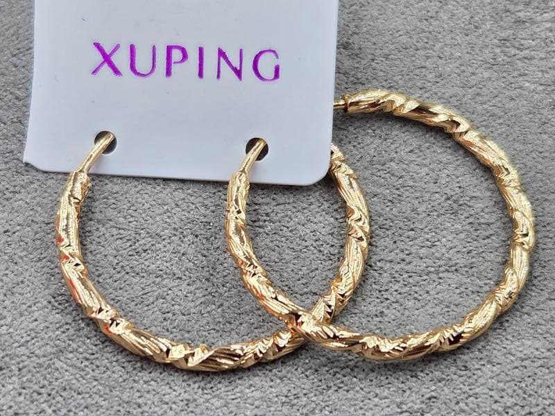 Сережки кільця Xuping 2 мм висота 25 мм колір 18к