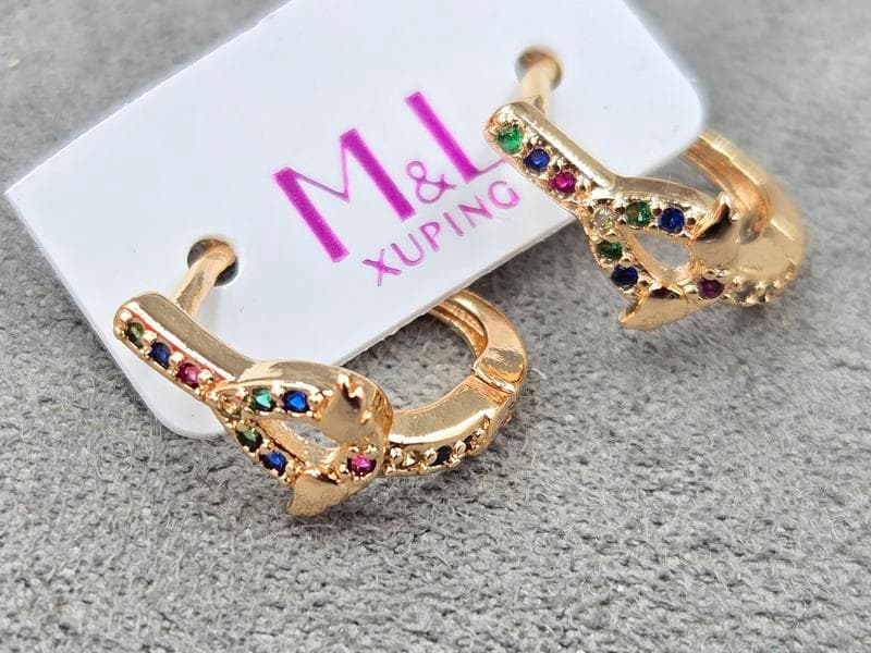 Сережки M&L Xuping 7 мм висота 15 мм англійський замок колір 18к