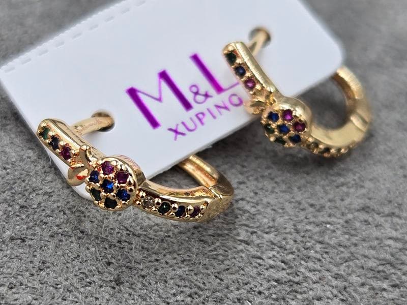 Сережки M&L Xuping 4 мм висота 15 мм англійський замок колір 18к