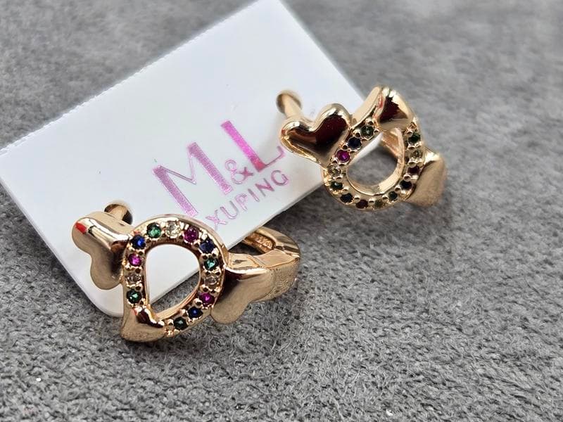 Сережки M&L Xuping 9 мм висота 14 мм англійський замок колір 18к