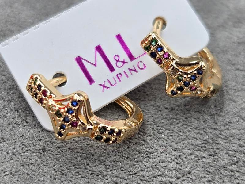 Сережки M&L Xuping 7 мм висота 15 мм англійський замок колір 18к