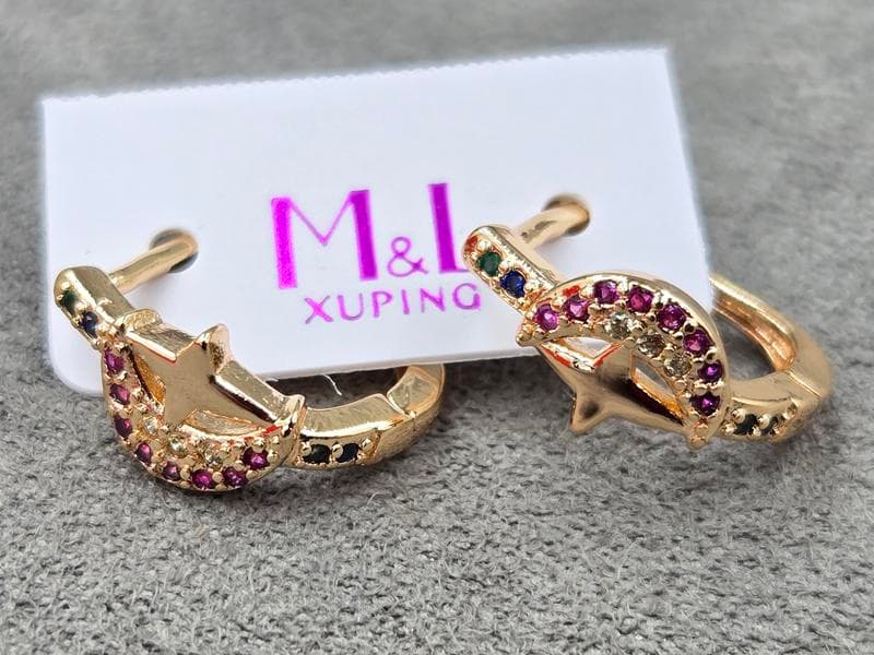 Сережки M&L Xuping 7 мм висота 16 мм англійський замок колір 18к