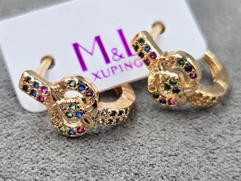 Сережки M&L Xuping 8 мм висота 15 мм англійський замок колір 18к