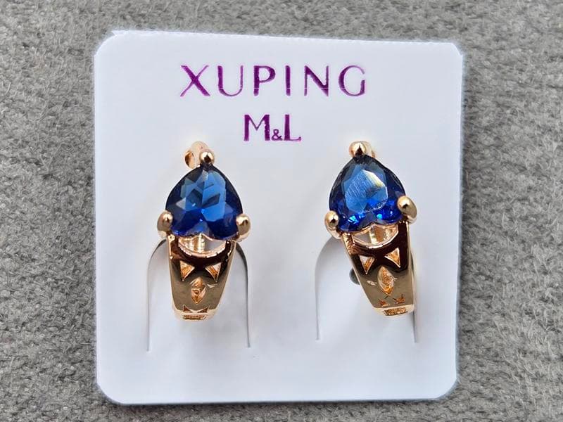 Сережки M&L Xuping 6 мм висота 12 мм круглий замок колір 18к