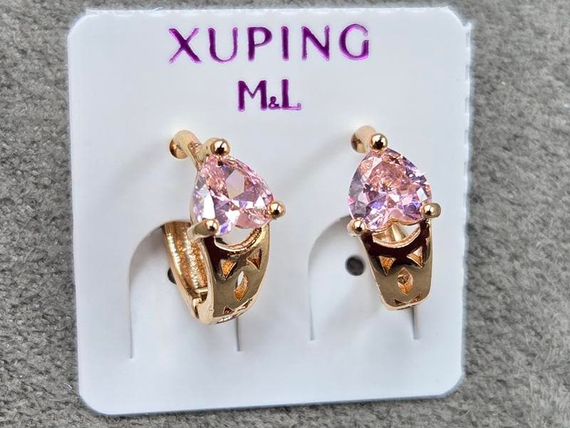 Сережки M&L Xuping 6 мм висота 12 мм круглий замок колір 18к