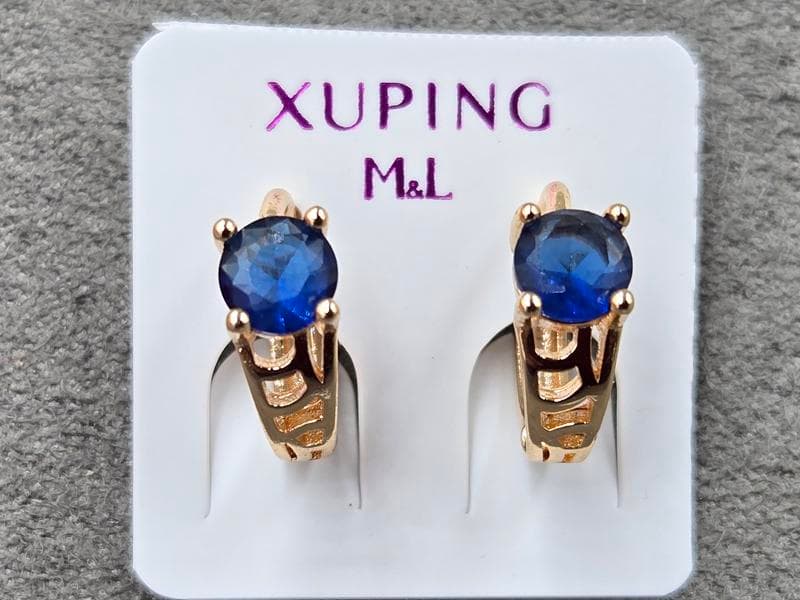 Сережки M&L Xuping 5 мм висота 12 мм круглий замок колір 18к