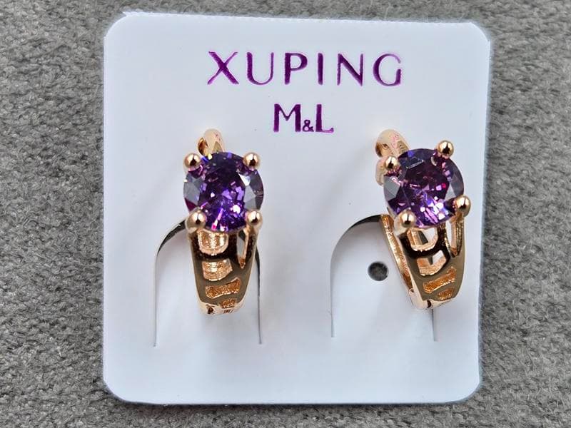 Сережки M&L Xuping 5 мм висота 12 мм круглий замок колір 18к