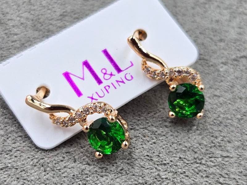 Сережки M&L Xuping 6 мм висота 15 мм англійський замок колір 18к