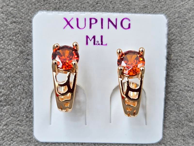 Сережки M&L Xuping 5 мм висота 12 мм круглий замок колір 18к