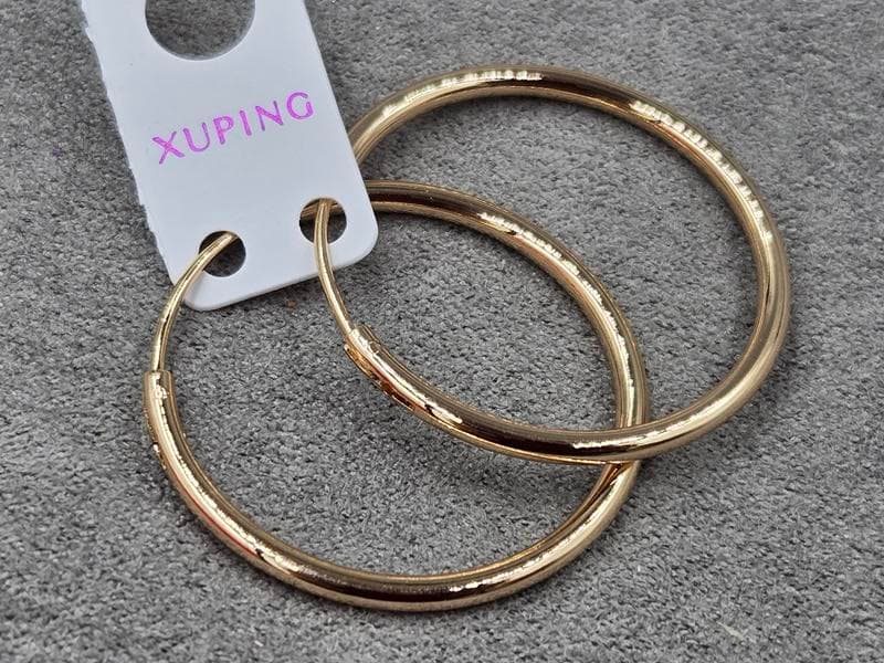 Сережки кільця Xuping 2 мм висота 30 мм колір 18к